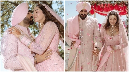 Mehreen Pirzada wears a beautiful pink anarkali for her Anand Karaj ceremony in Himachal Pradesh. Pics inside